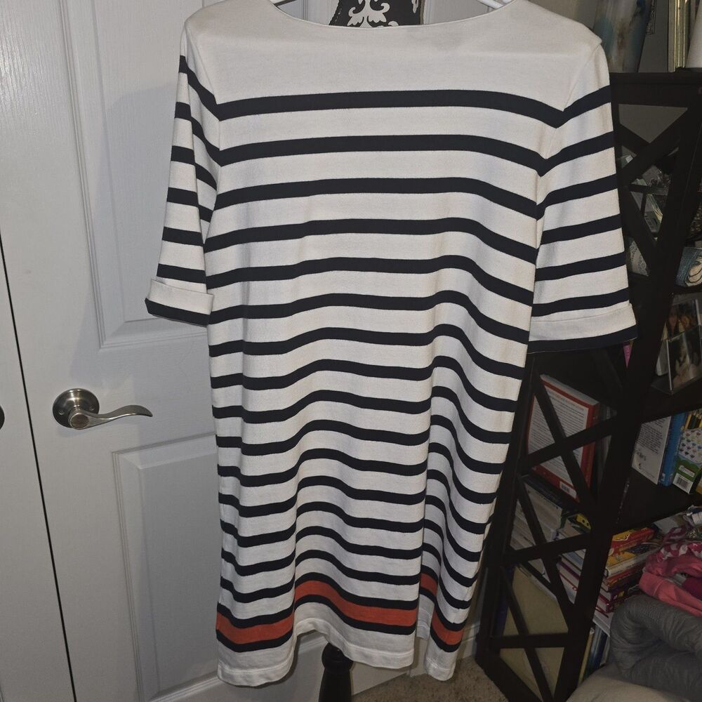 Joe Fresh Womens Casual Dress Navy White Coral Size XL TG Nautical Button Cotton